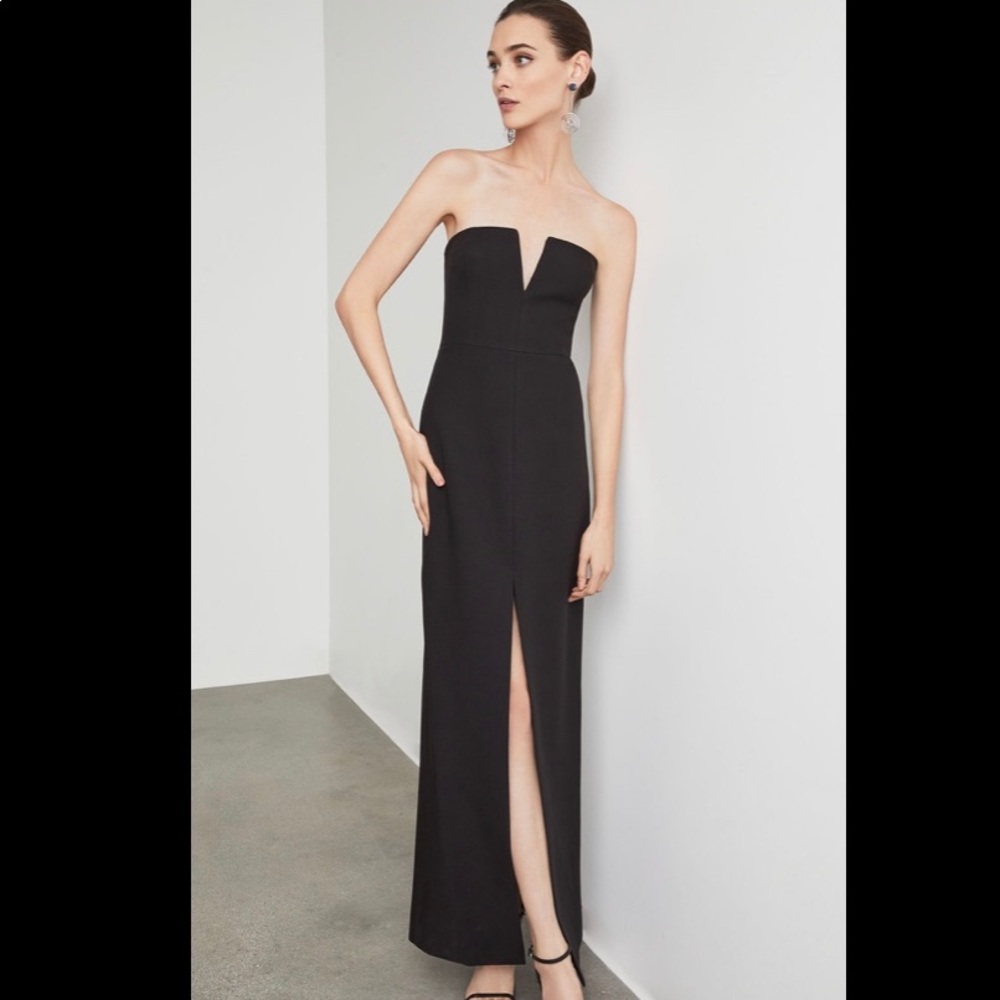BGBG Max Azria Black Notched V strapless gown